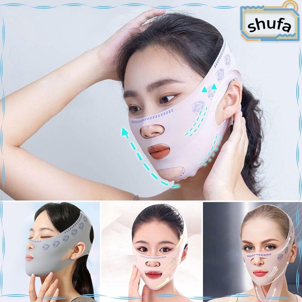 SHUFA ยกกระชับ, สายรัดกระชับสัดส่วน Breathable Face Sculpting Sleep, คุณภาพสูง Skin Care ปรับยืดหยุ่น Chin Up ผู้หญิง