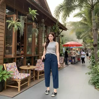 💥ไอเท็มmusthave JIAQI กางเกงยีนส์ผ้านุ่มยืด ทรง9ส่วนสไตล์เรโทร ปกปิดสะโพกกว้าง ดูผอมทันที