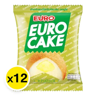 ยูโร่ คัสตาร์ดเค้ก 17 ก. 12 ชิ้น (EURO Cake Custard 17 g 12 pcs) โปโลแมน POLOMAN