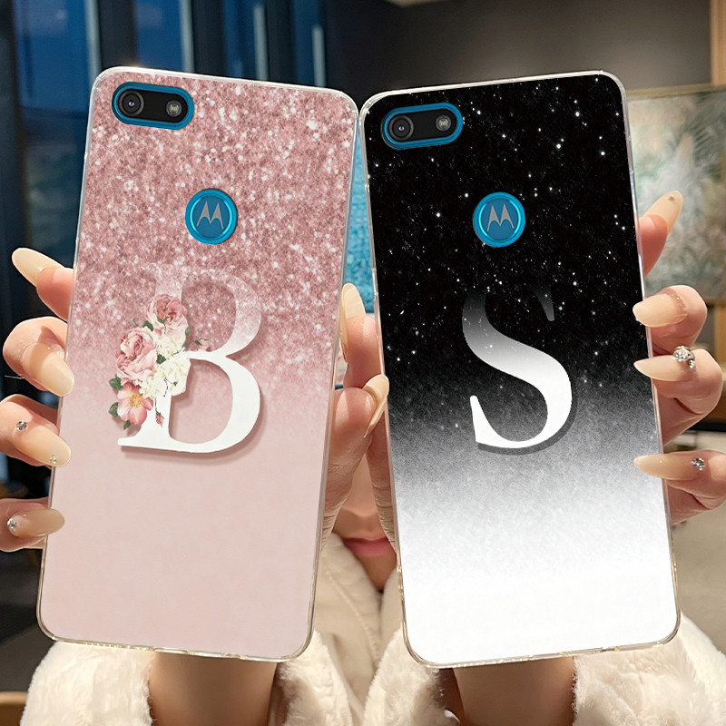 สําหรับ Motorola Moto E6 Play Casing XT2029-1 Luxury Elegant Letter ซิลิโคนใสนุ่มเคสโทรศัพท์สําหรับ 