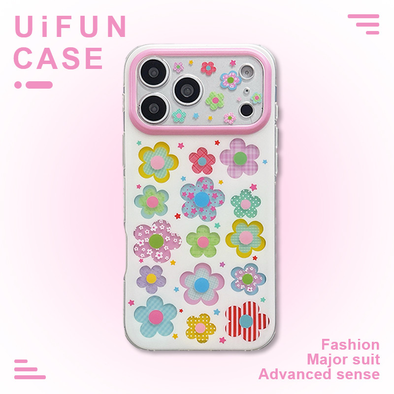 เกาหลีกลวงดาวที่มีสีสันลายดอกไม้เคสโทรศัพท์เข้ากันได้สําหรับ ไอโฟน 17 16 15 14 มือโปร สูงสุด 13 ฉันD เต็มครอบคลุมป้องกันการตกป้องกันฮาร์ดปลอกปกหลัง