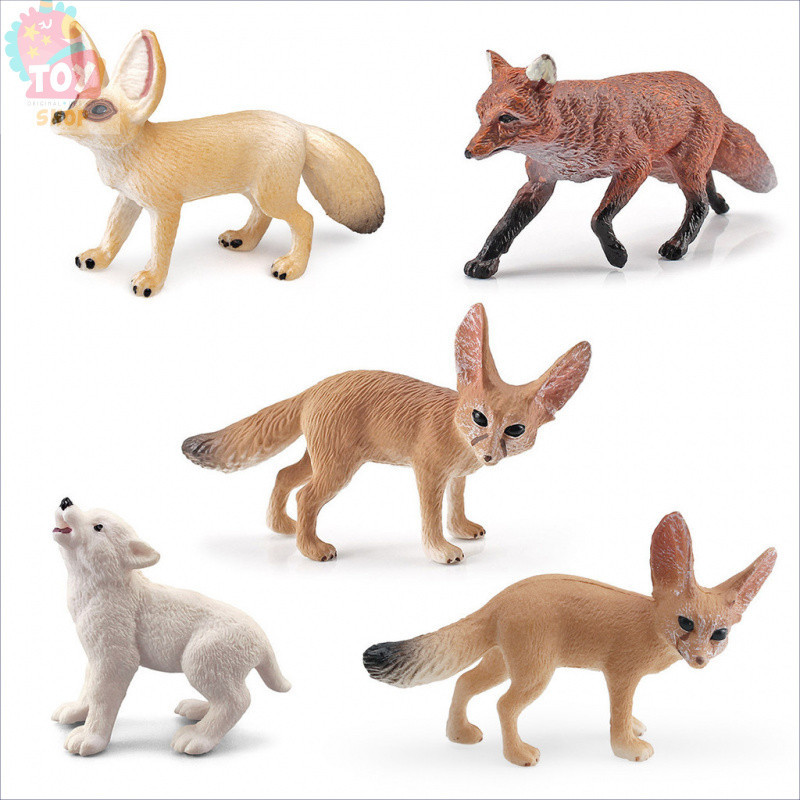 [คลังสินค้าพร้อม] โมเดลฟิกเกอร์สุนัขจิ้งจอกเหมือนจริง Fennec Fox Maned Wolf Action Figure Wild Animal Toy Collection