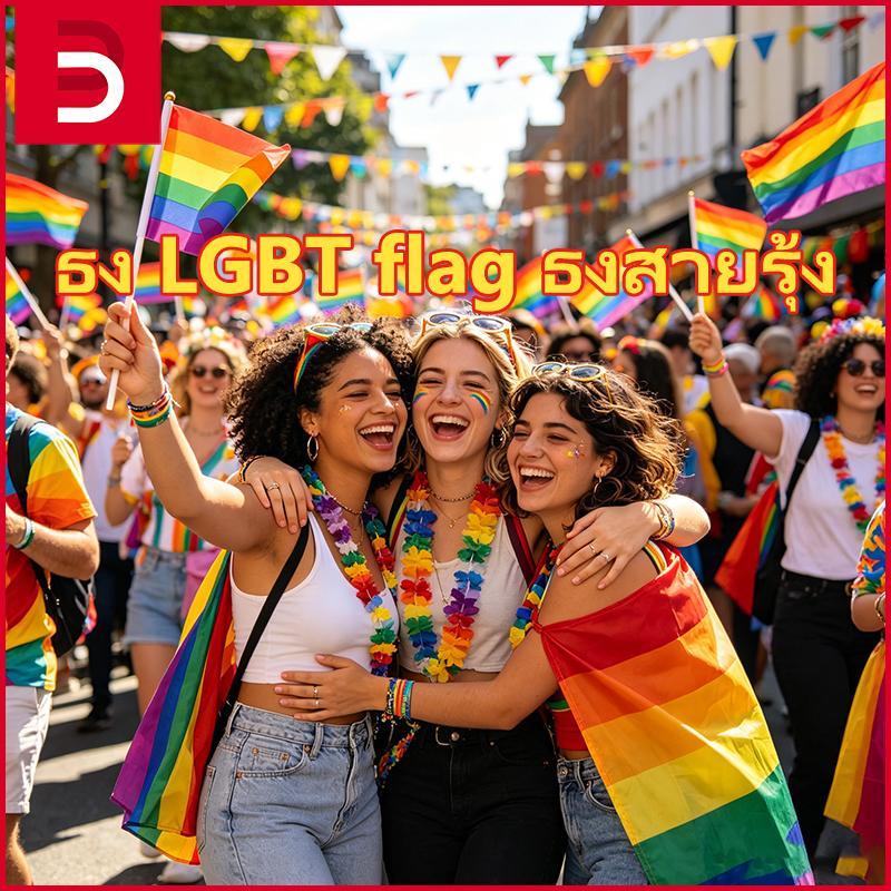 Pride Month ธง LGBT flag ธงสายรุ้ง Rainbow flag ธงพร้อมก้าน ธงหลากหลายทางเพศ ธงสีรุ้ง ธงชาติไทย ธงโบ