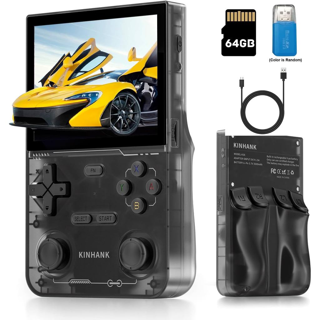 Kinhank K36 คอนโซลเกมมือถือ Retro พร้อม 9000 + เกม,คอนโซลเกม Retro มือถือ Mini Emulator พร้อมการ์ด T