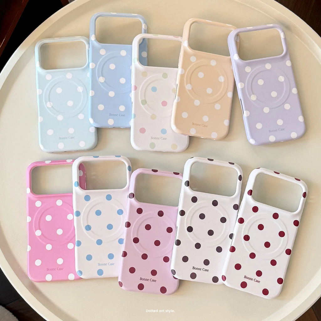 Matte Soft Film Phone Case Stylish Candy Polka Dot Magnetic สําหรับ iPhone 17 Pro 16 15 14 13 Phone Protection