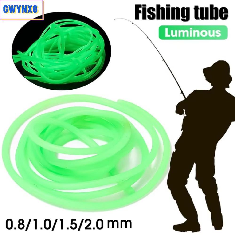 GWYNX6 Luminous Fishing ท่อ,ซิลิโคนสีเขียวตกปลา Night Luminous Tube, 0.8/1/1.5/2mm Hook Line ท่อเรืองแสง Rig แขน Deep Sea Fishing
