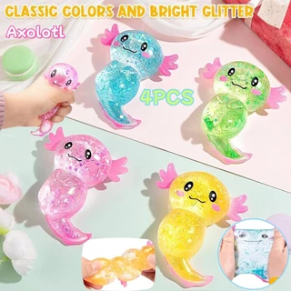 4PCS Glitter Axolotl ความเครียดบรรเทาของเล่นบีบ Squishy Amphibian Sensory Fidget ของเล่นช้า Rebound สําหรับเด็ก Soothing Birthday Party Favors ของขวัญ