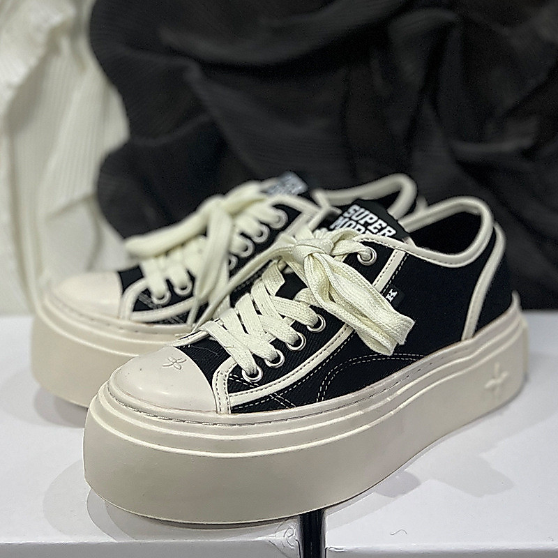รองเท้าผ้าใบ.SK Home High Version Preppy Low-Top สไตล์คอนทราสท์สำหรับลำลอง S0001BP