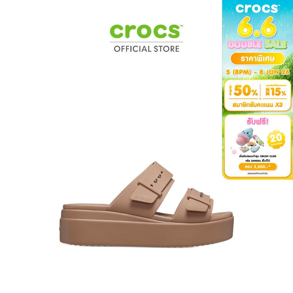 CROCS รองเท้าแตะผู้หญิง BROOKLYN BUCKLE LOW WEDGE รุ่น 207431-2Q9 - LATTE