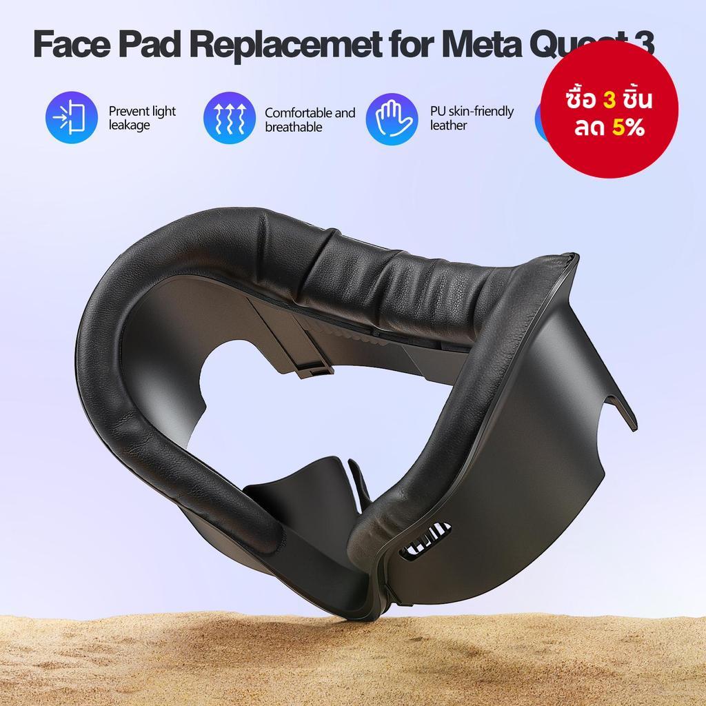 แผ่นอินเทอร์เฟซใบหน้าและแผ่นปิดหน้าสําหรับอุปกรณ์เสริม Meta Oculus Quest 3/3S, แผ่นโฟม PU กันเหงื่อ, ดีไซน์ที่ระบายอากาศได้สําหรับอุปกรณ์เสริม VR Quest 3S