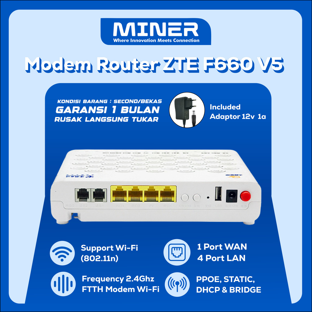 ZTE F660 v5 FO FTTH ONU เราเตอร์โมเด็มรวมอะแดปเตอร์
