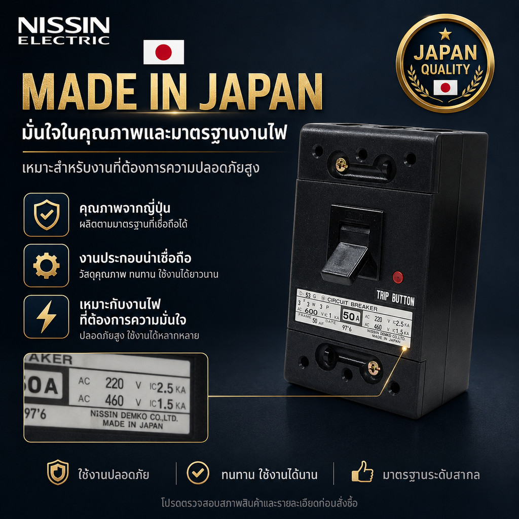 Nisshin Denko เบรกเกอร์ไฟฟ้า Circuit Breaker MCCB 2P 10A รูปที่ 6