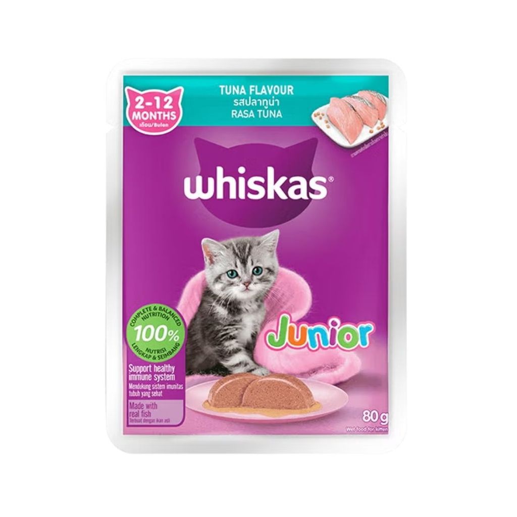 วิสกัส อาหารเปียกลูกแมว รสทูน่า Whiskas Junior Wet Cat Tuna 80g.