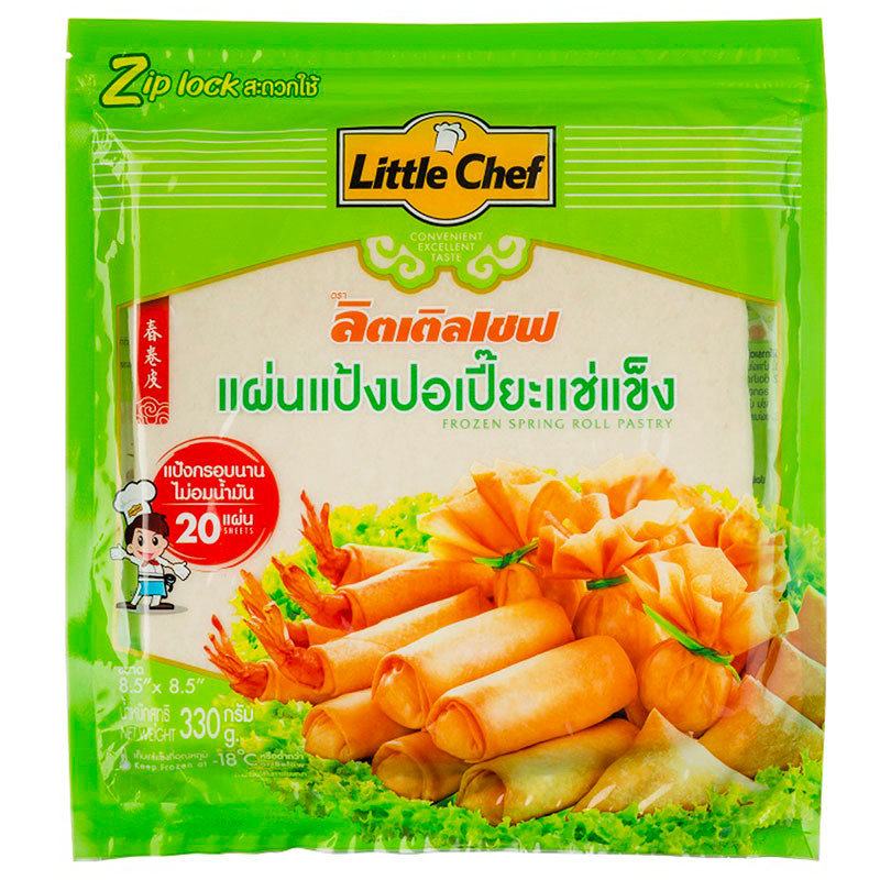 ลิตเติ้ลเชฟแผ่นแป้งปอเปี๊ยะ 330กรัม Little Chef Frozen Spring Roll Pastry 330g. [หมายเลขบาร์โค้ด 8851613200262 ]