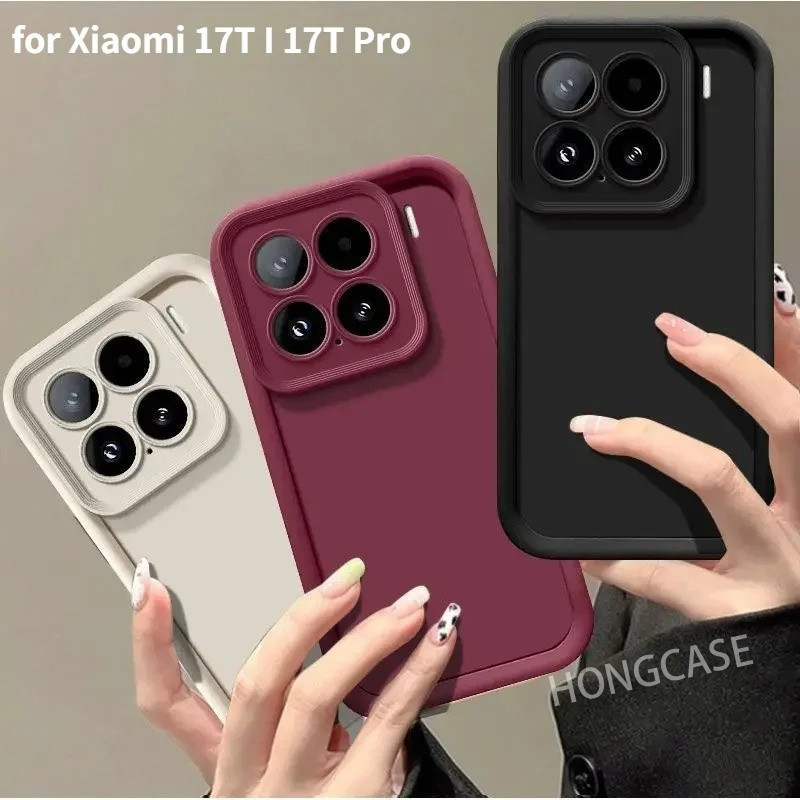 สําหรับ Xiaomi 17T Pro 17 Pro Max 17TPro 17Max หรูหราหนังแม่เหล็กเคสโทรศัพท์ป้องกันกล้องสีทึบกันกระแทกซิลิโคนอ่อนนุ่ม