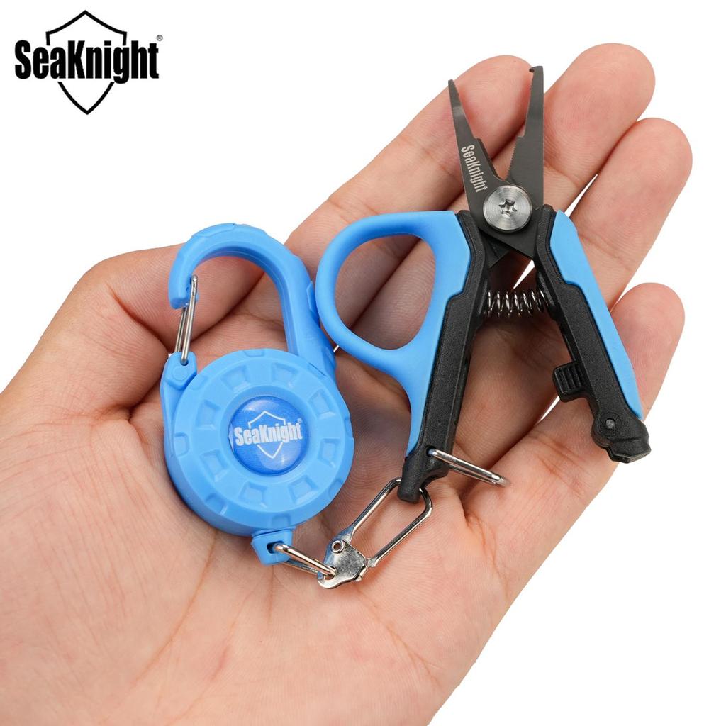 SeaKnight SK009 คีมตกปลาพร้อม Retractor Lanyard ชุด 85 มม.สีฟ้ามินิแบบพกพามัลติฟังก์ชั่น Piler Anti-Seawater เคลือบเครื่องมือตกปลา