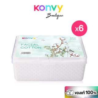 [เซท 6 กล่อง] Konvy Facial Cotton คอนวี่ สำลีแผ่นบาง เพื่อผิวหน้าโดยเฉพาะ 150 แผ่น.