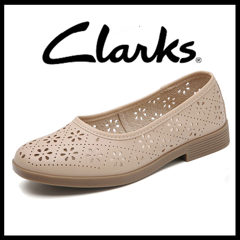 WB1 Clarks Casual Leather Boat Shoes - รองเท้าส้นเตี้ยฤดูร้อนของผู้หญิง