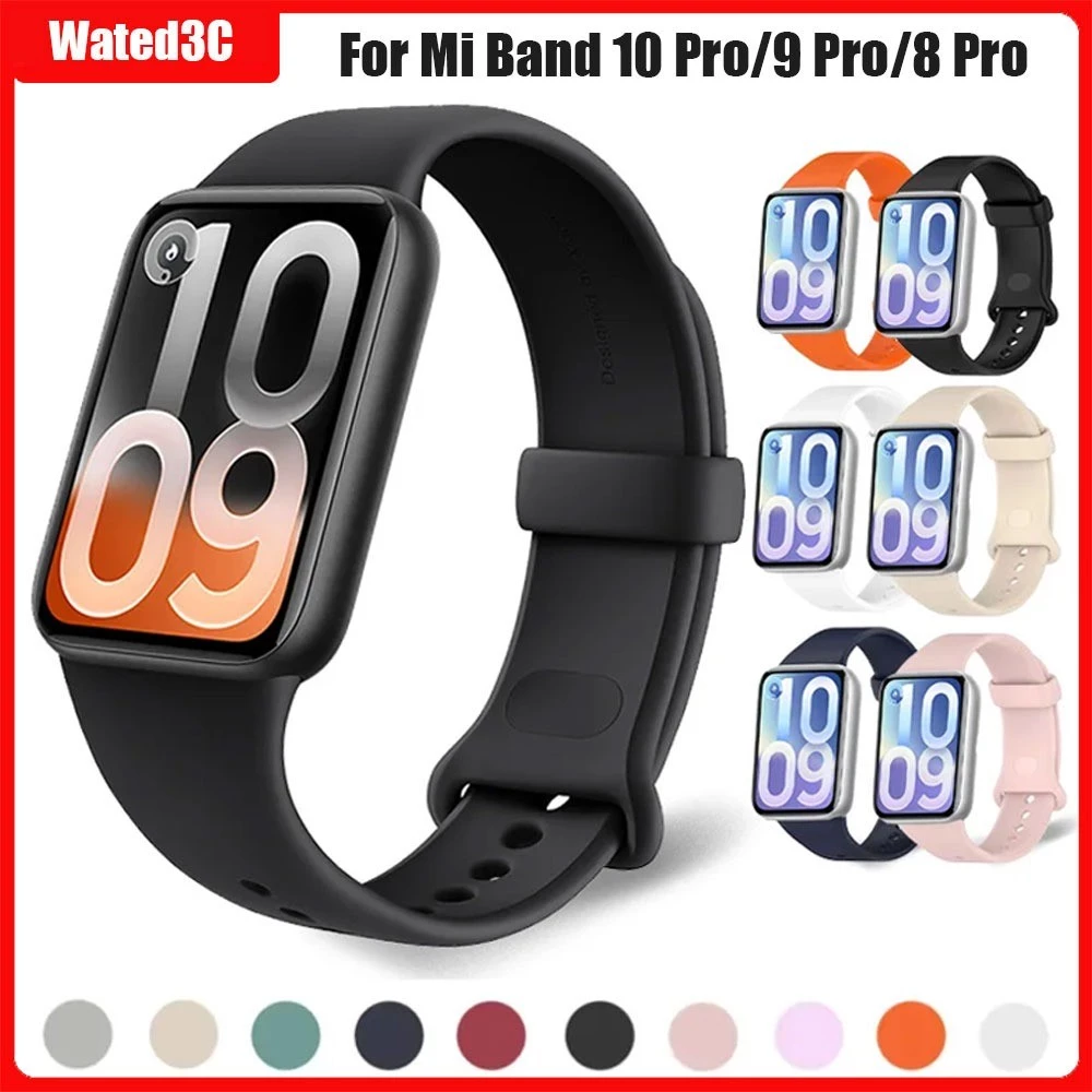 สายซิลิโคนเดิมสําหรับ Xiaomi Mi Band 10 Pro/9 Pro/8 Pro สร้อยข้อมือสําหรับ Redmi Watch 6/5/4 สายนาฬิกา