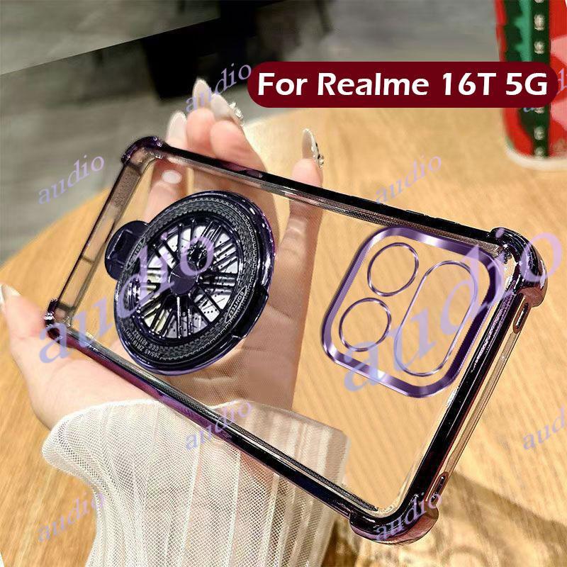 Realme 16T 5Gสี่มุมชุบโปร่งใสเคสโทรศัพท์พร้อม Windmill สําหรับ realme 16T Realme16T 5G 2026 กันกระแท