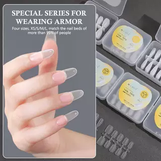 ⭐เล็บปลายอัลมอนด์รุ่นที่6 ผิวด้านเต็ม 100 ชิ้น วัสดุเจลนุ่ม💅