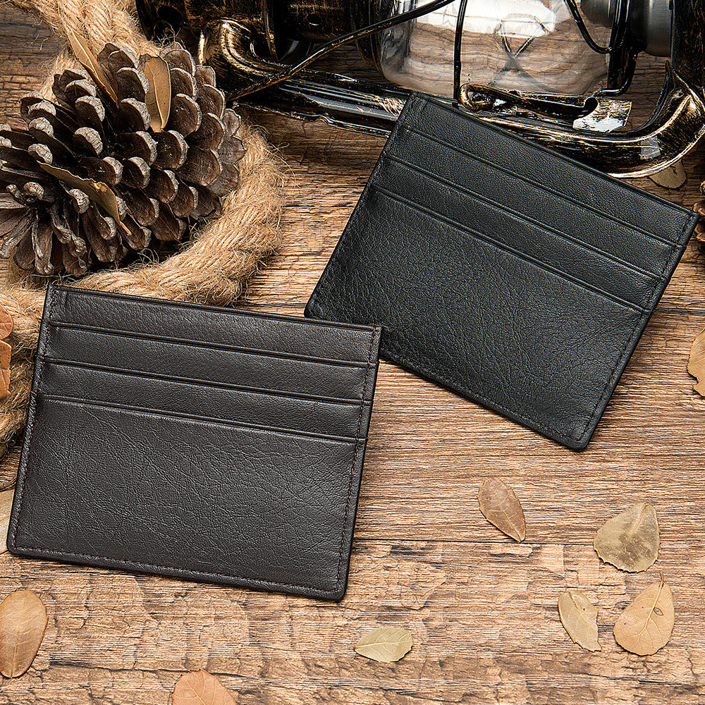 Mart First Layer Cowhide Card Holder Fashion Simple Style Card Holder Unisex Genuine Leather Bank Ca