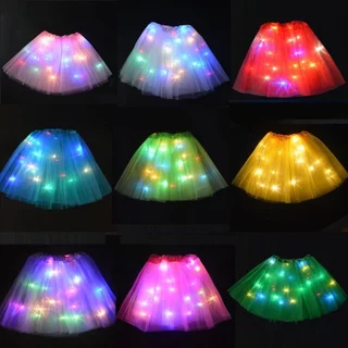 กระโปรงตูตู มีไฟ led กระโปรงสีรุ้ง พิมพ์ดาว เด็ก ผู้ใหญ่ ฟรีไซส์ ชุดเต้น งานแสดง กีฬาสี