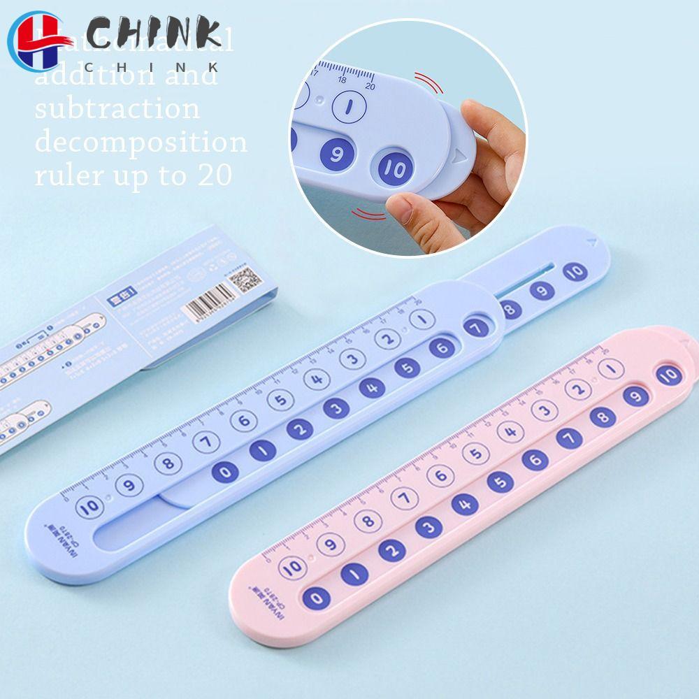 CHINK ไม้บรรทัดลบ,ภายใน 20 สีชมพู/สีฟ้าคณิตศาสตร์สาธิตไม้บรรทัด,คุณภาพสูงแบบพกพาการสอนสาธิตพลาสติกบวกไม้บรรทัดอุปกรณ์การเรียน