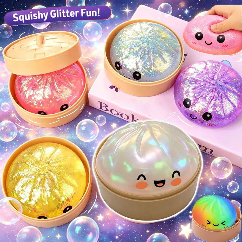 Big Dumpling Squishy ของเล่นบีบสัมผัส เกี๊ยวความเครียดบรรเทาของเล่นน่ารักนึ่ง บรรจุในกล่องปริศนา ของเล่นคลายเครียด