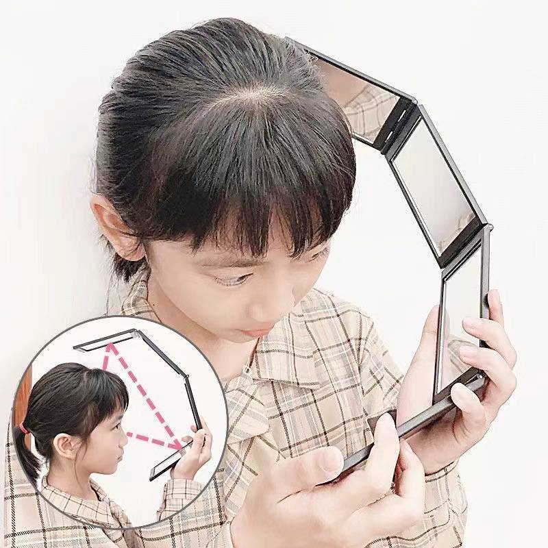 BL กระจก4ทางมือถือ360องศาตั้งโต๊ะแบบพกพาพับได้กระจกแต่งหน้ รูปที่ 5