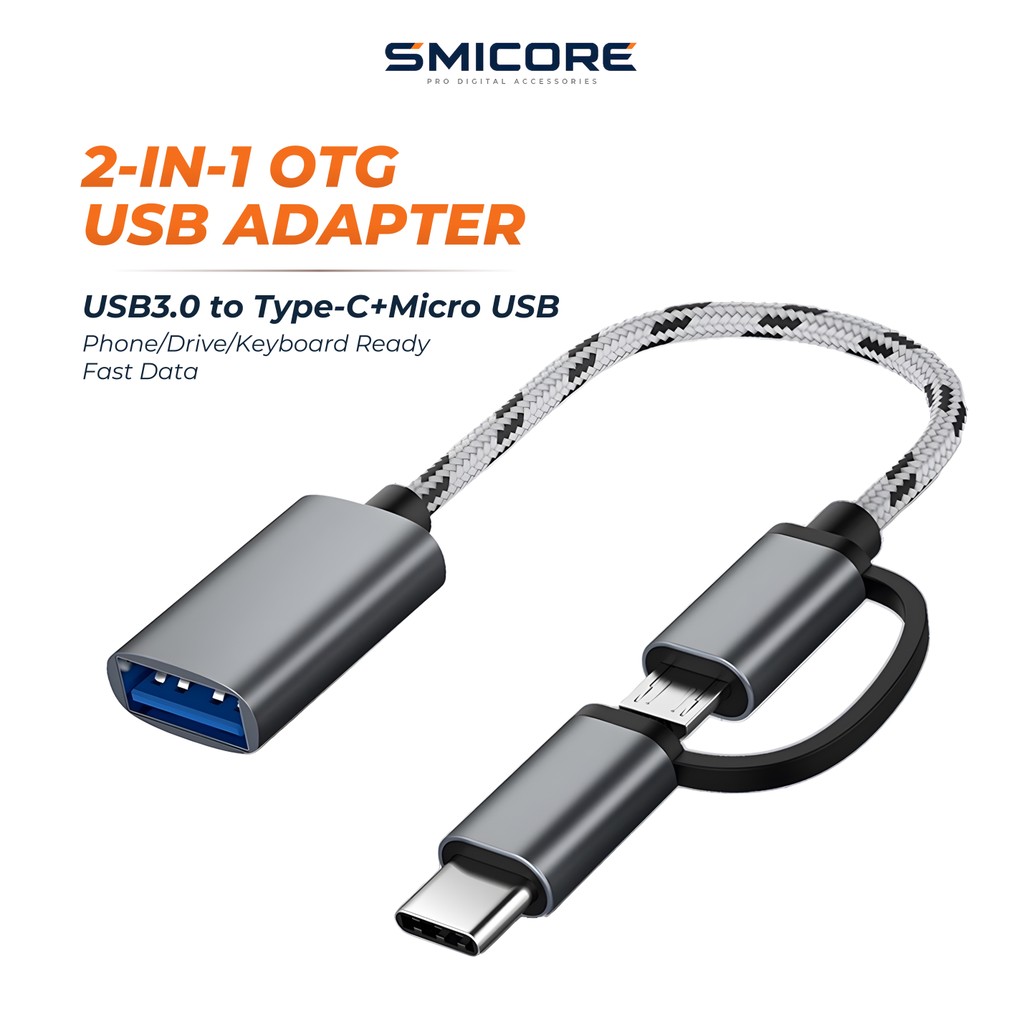 สายแปลง OTG 2-in-1 Type-C เป็น USB 3.0 ตัวเชื่อมต่อเร็ว ตัวแปลงการส่งข้อมูล