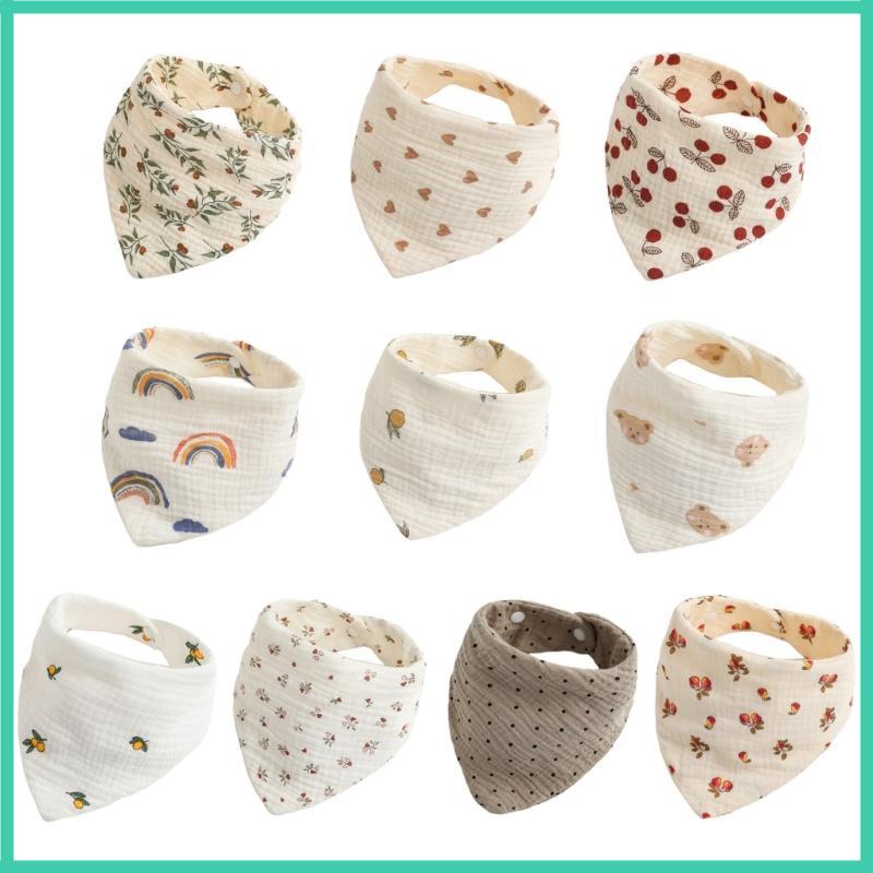 CIND Gauze Muslin Bib ผ้ากันเปื้อนสําหรับทารกแรกเกิด Burp ผ้า 1 ขั้นตอนหัวเข็มขัด Bib ผ้าพันคอคอ
