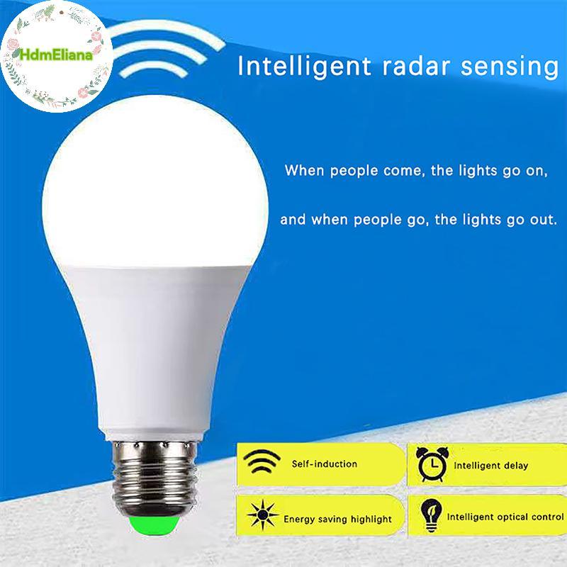 HdmEliana 220V E27 7W 9W 12W 18W โคมไฟ LED อัตโนมัติสมาร์ทหลอดไฟอินฟราเรดประหยัดพลังงาน illas บ้าน Porch ไมโครเวฟ Radar Motion Sensor Light TH