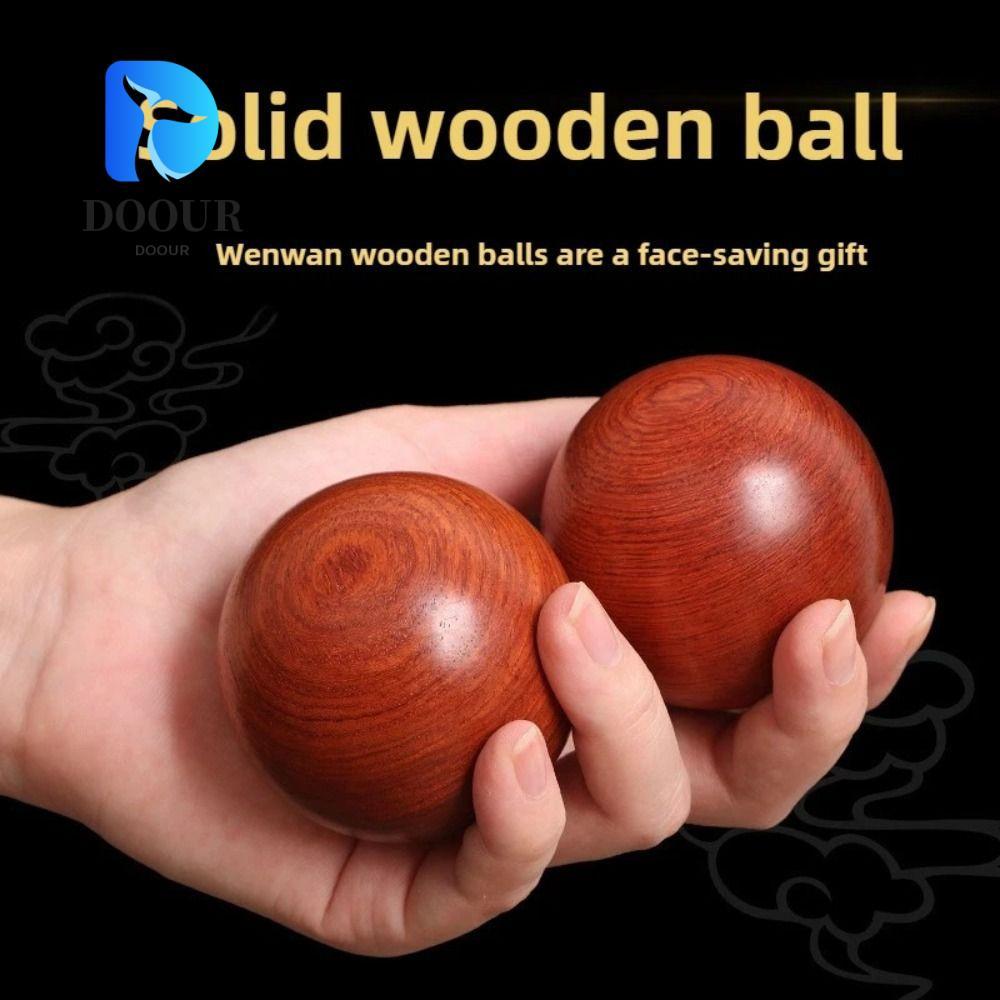 DOOUR ลูกบอลความเครียด 2 ชิ้น, นวดลูกบอล Baoding โบราณ, ไม้สไตล์จีนมือออกกําลังกายลูกบอลนวดการฝึกอบรมการฟื้นฟูสมรรถภาพ