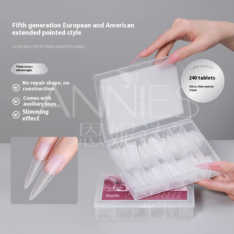 ANNIES 240PCS คริสตัลเล็บแพทช์-รุ่นที่ห้าสายเสริมคริสตัลเล็บแพทช์ความโปร่งใสสูงไม่มีรอยต่อยาวชี้เล็บแพทช์เต็มสติกเกอร์ขยายเล็บ