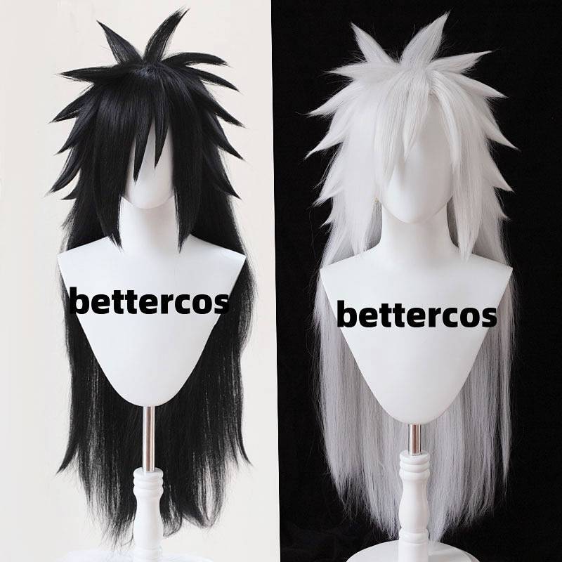 Naruto Uchiha Madara Cosplay Wig Black Silver White Anime Wig o6qL