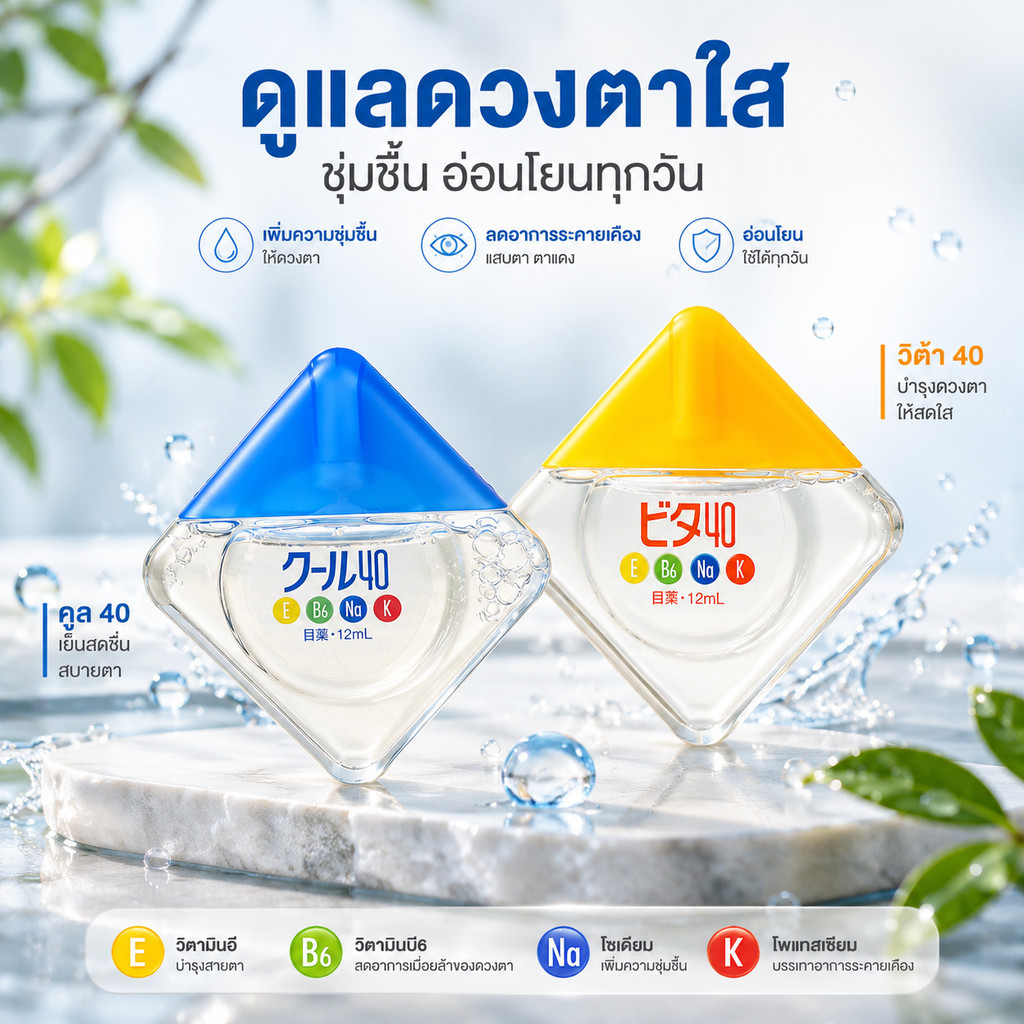 Rohto Cool 40α / Vita 40α (12ml) 🇯🇵 ผลิตภัณฑ์บำรุงวิตามิน 4 ชนิด คลายตาล้า