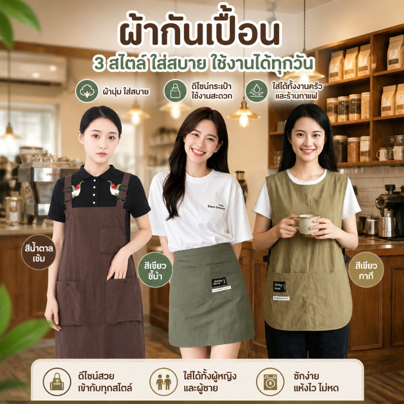 ผ้ากันเปื้อนครัวสไตล์เกาหลีสำหรับใช้ในบ้าน กันน้ำ เหมาะสำหรับการทำงานในร้านกาแฟ เสื้อกั๊กที่ระบายอากาศ ขนาดใหญ่