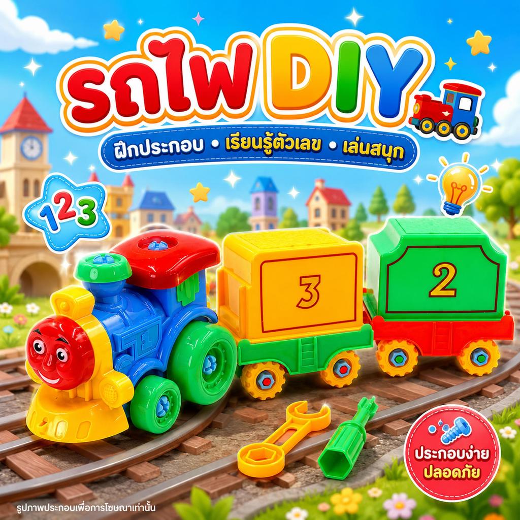 รถไฟ DIY ถอดได้ เครื่องมือช่างจำลอง เสริมสร้างพัฒนาการ ของเล่นเด็ก DB016912