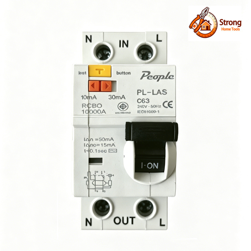 เบรกเกอร์กันดูด (กันไฟรั่ว) 2P 10000A RCBO 10mA 30mA กันดูด เบรกเกอร์ Circuit Breaker ไฟเข้าบนออกล่า
