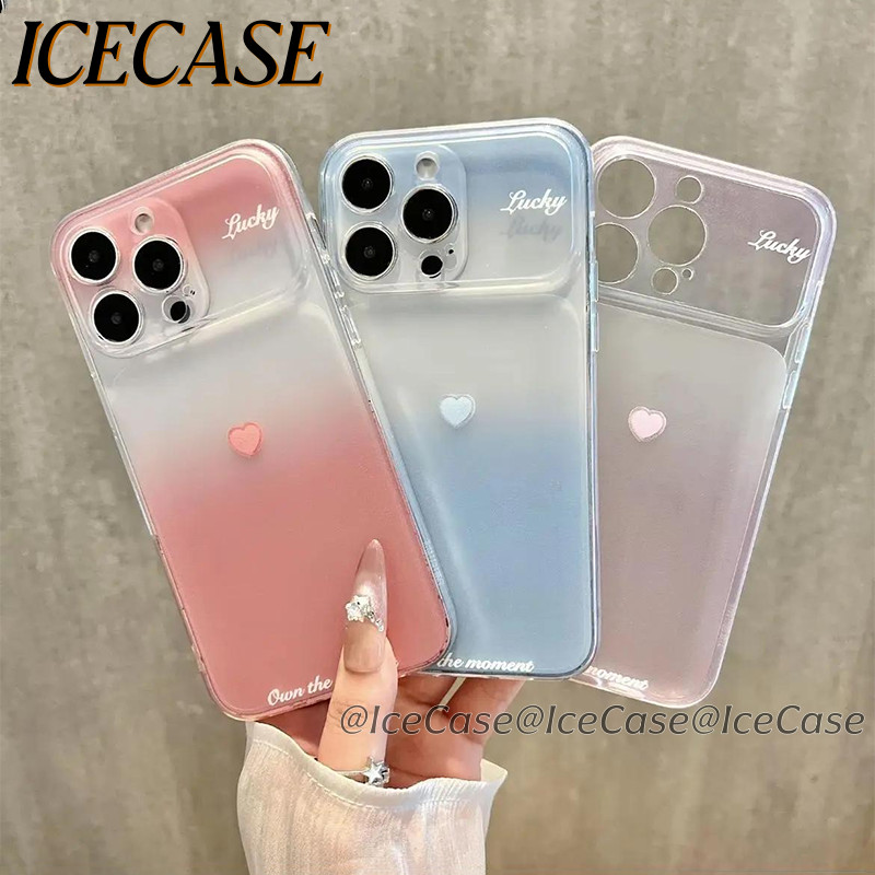 เหมาะสำหรับ OPPO Reno 12 13 15 8T 6 5F 14 10 11F 12F 14F 15F 11 12 13 15 Proสีทึบไล่ระดับสีแสดงหัวใจรักโปร่งใส