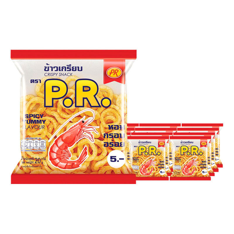 พีอาร์ ข้าวเกรียบกุ้ง 20 ก. x 12 (PR Prawn Cracker 20 g x 12) โปโลแมน POLOMAN