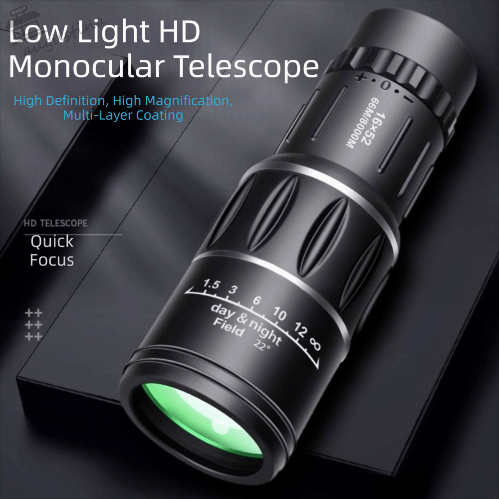 AUGUSTINA 16x52 กล้องโทรทรรศน์ตาข้างเดียว, 8XMagnification กันน้ํากล้องโทรทรรศน์กําลังสูง,แบบพกพา FM