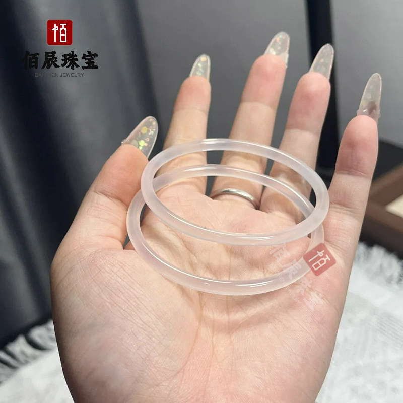 [รูปแบบใหม่] สร้อยข้อมือโมรากริ๊งน้ําแข็งธรรมชาติอาเกตสร้อยข้อมือแถบบาง 4 มม. สร้อยข้อมือหยก