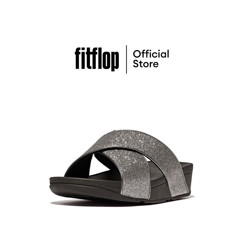 FITFLOP LULU GLITTERDUST CROSS SLIDES รองเท้าแตะผู้หญิง รุ่น IK6-054 สี PEWTER