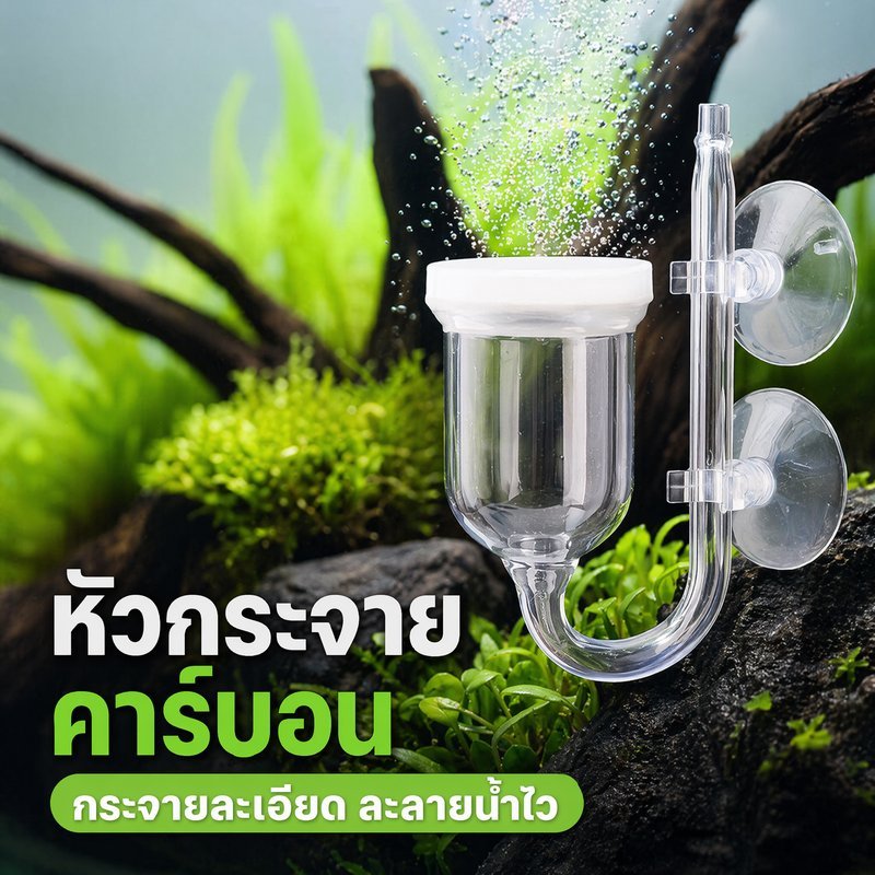 หัวกระจายคาร์บอน CO2 ดิฟฟิวเซอร์ อะคริลิค แก้ว ตู้ไม้น้ำ ตู้ปลา ปล่อยฟองละเอียด อุปกรณ์ไม้น้ำ