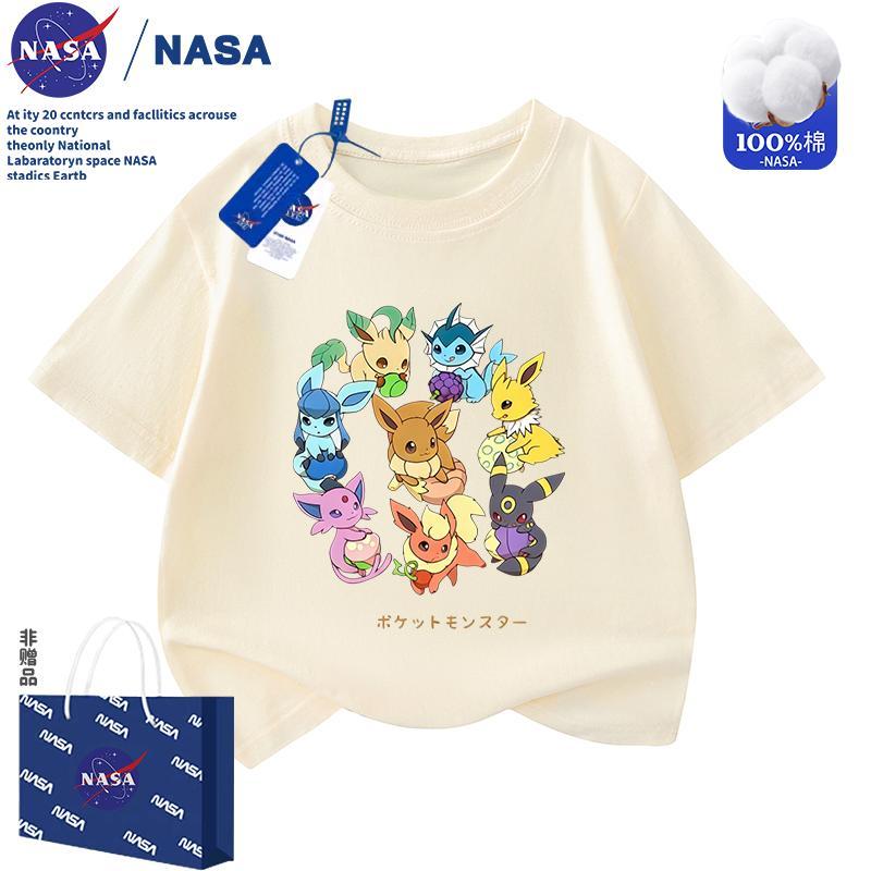 NASA Pokémon Ibrahimovic เสื้อยืดแขนสั้นผ้าฝ้ายแท้สําหรับเด็กฤดูร้อนแฟชั่นชายหญิงลําลองครึ่งเข้าชุด
