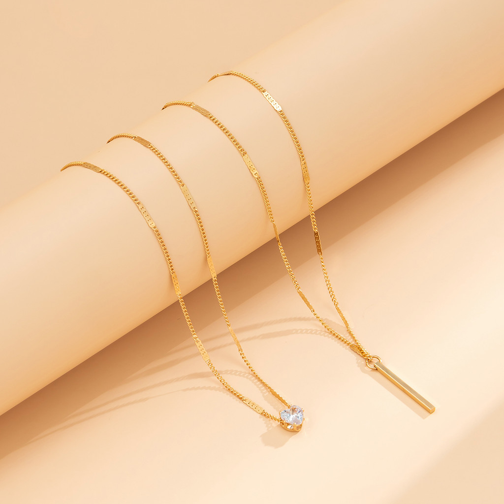 As tendcias do 2 ชั้นสร้อยคอสร้อยคอคริสตัลจี้หัวใจ – ผู้หญิงอินเทรนด์s แฟชั่นเครื่องประดับของขวัญ