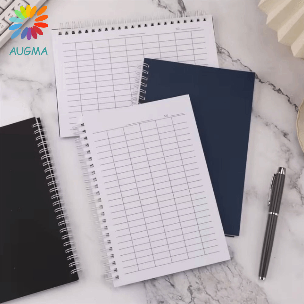 AUGMA สมุดโน๊ตเกลียว Bound ปกแข็งแรง หน้าเส้นสากล สมุดบันทึกการเงิน ตารางเปล่า รายปี เค้าโครงตารางเปล่า มัลติฟังก์ชั่น สินค้าคงคลัง บันทึก หนังสือ เวลาติดตาม
