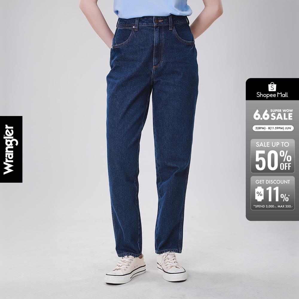 WRANGLER กางเกงยีนส์ผู้หญิง เอวสูง ทรงตรง รุ่น WR S226WMOMF07 สียีนส์เข้ม